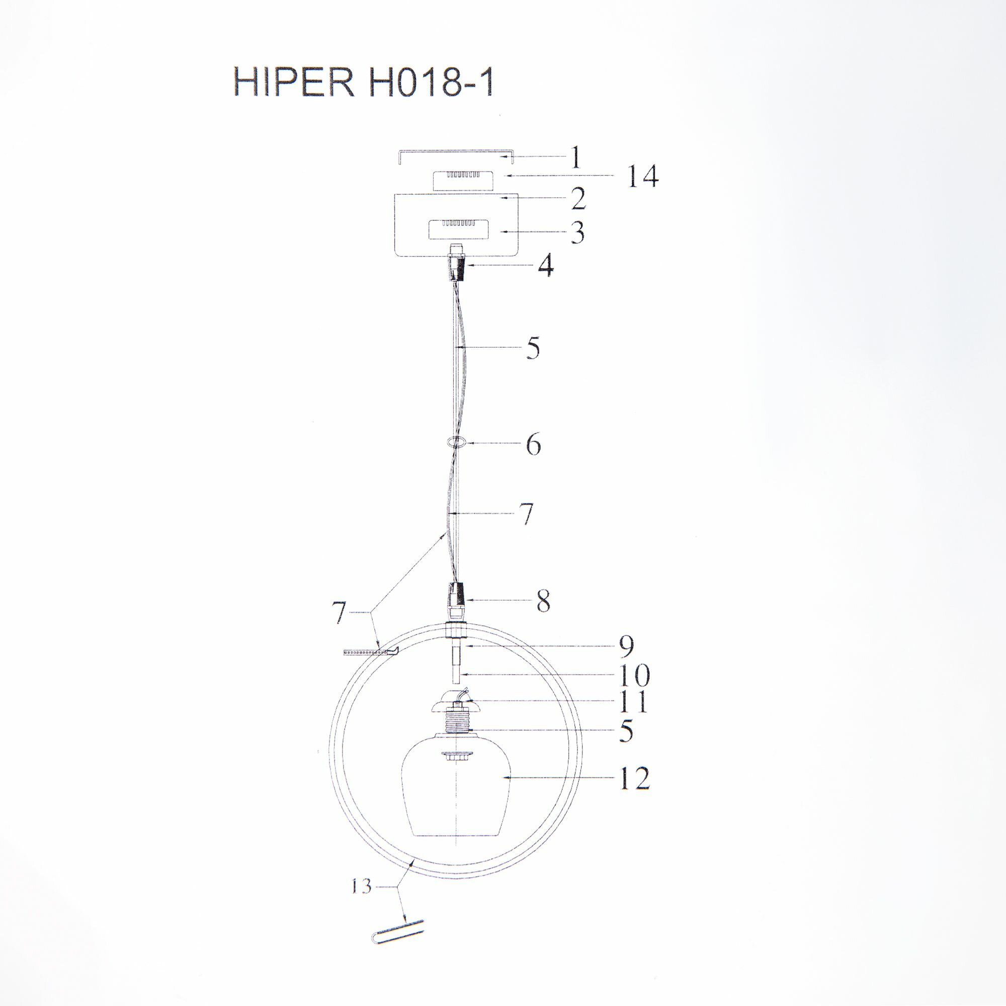 Подвесной светильник HIPER H018-1 / E27 / 60Вт+LED