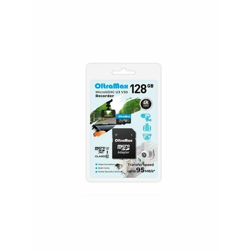 Карта памяти MICROSDXC 128GB CLASS 10 + адаптер (SD 95 MB/S) карта памяти digma microsdxc 128gb class 10 адаптер dgfca128a01