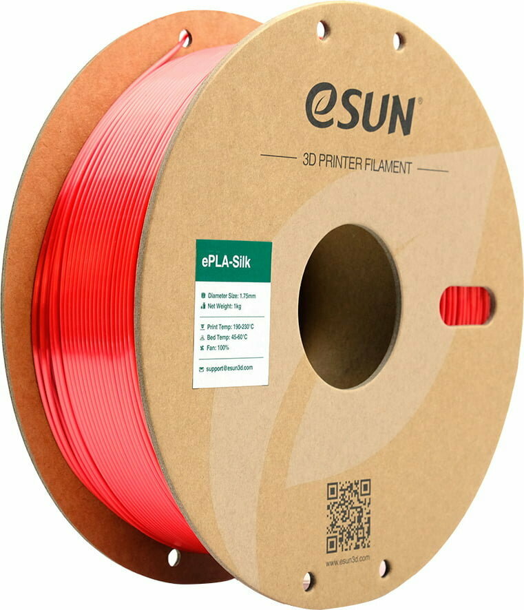 Филамент eSilk-PLA eSUN для 3D принтера 1.75мм, красный 1 кг.
