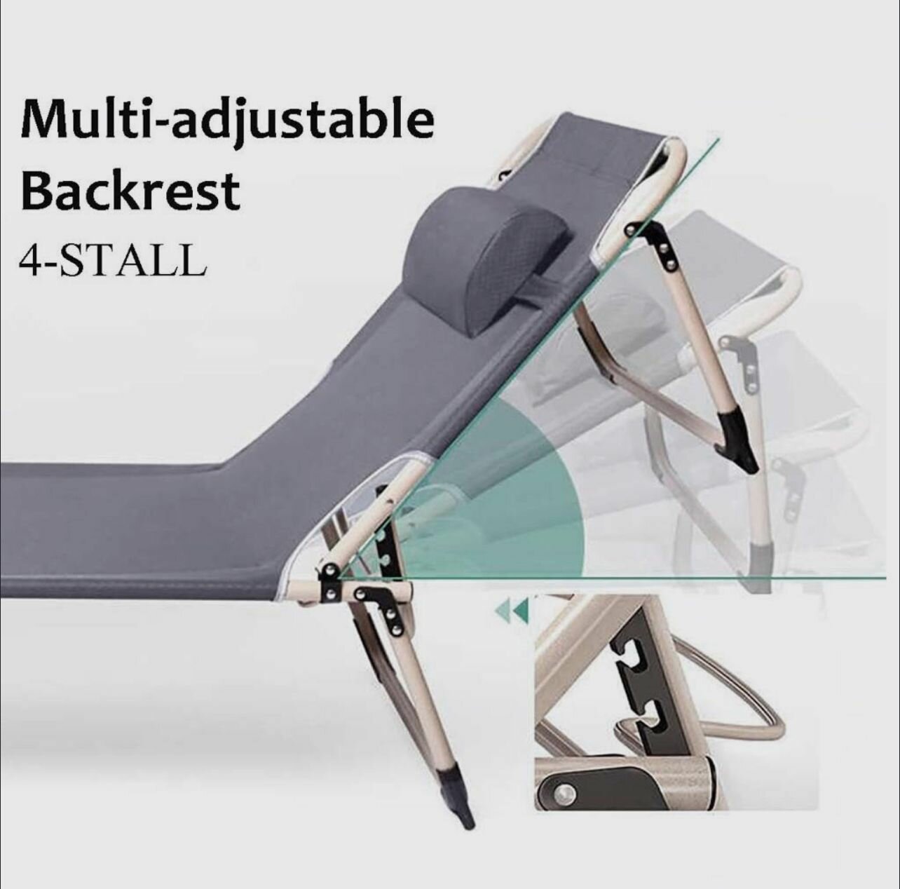 фото Кресло-шезлонг складной с регулировкой спинки и подушкой