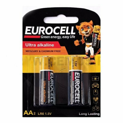 Батарейки Eurocell, алкалиновые AA (пальчиковые) в блистере: 2 шт.