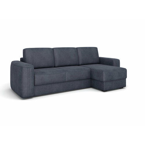 Угловой диван Бароло пантограф пружинный синий велюр ширина 283 см спальное место 154х230 см правый