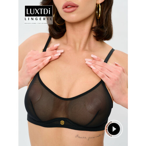 фото Бюстгальтер luxtdilingerie black shine, размер l, черный