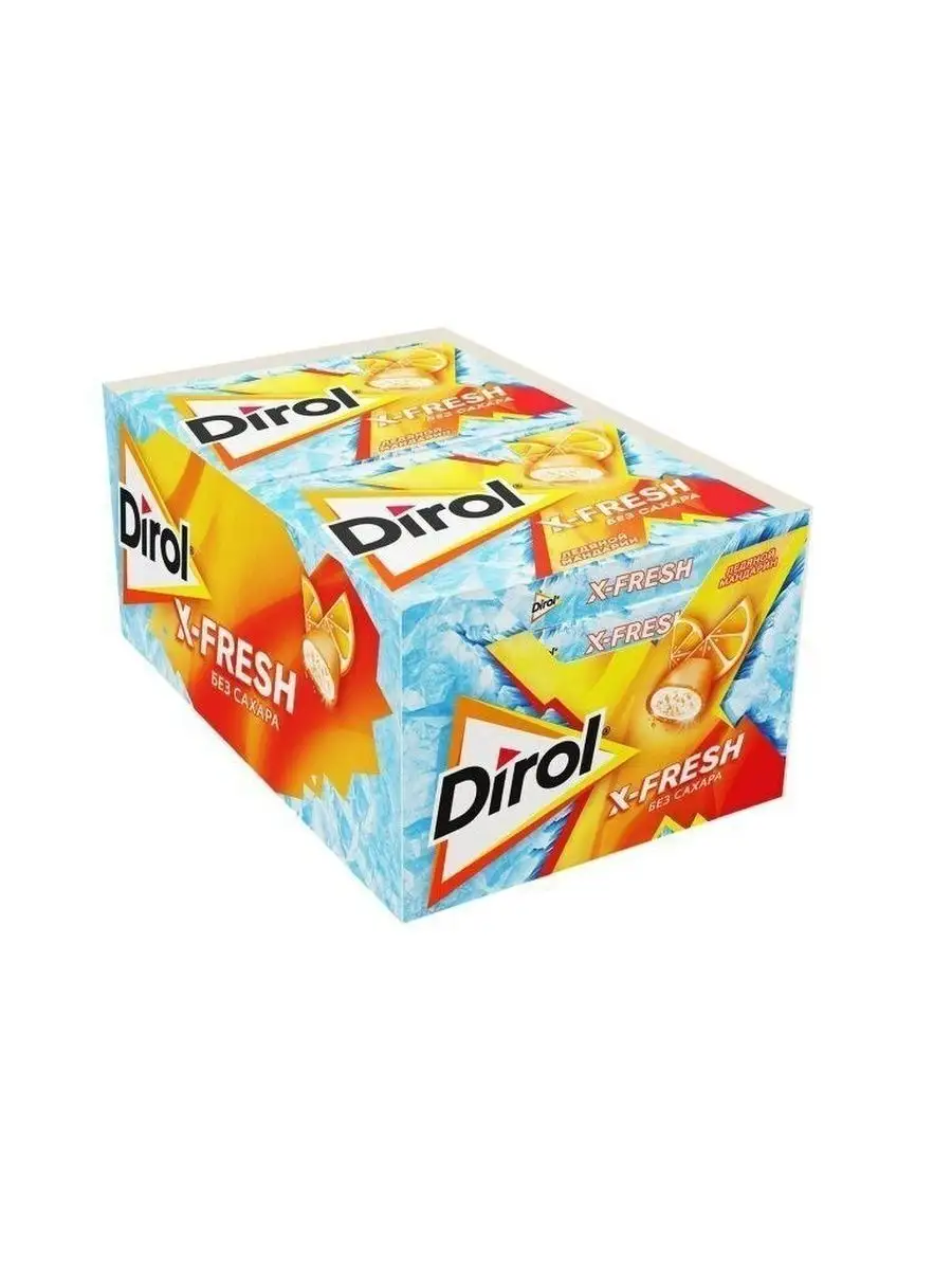 DIROL X-FRESH Жевательная резинка, Ледяной мандарин, Шоубокс, 16г * 12 шт