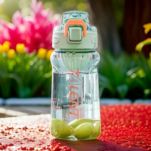 фото Спортивная бутылка 550 мл для воды и лимонада со сьемным фильтром, мятно-зеленая с оранжевым mix