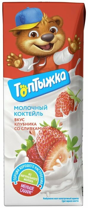 Коктейль молочный Топтыжка Клубника со сливками 3.2% 200г
