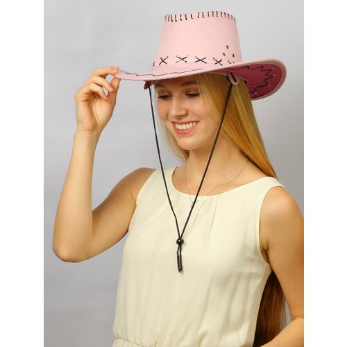 шляпа ковбойская карнавальная розовая Шляпа карнавальная, цвет розовый, размер 56-58