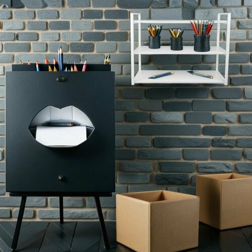 Полка 60х20 белая Премиум с металлическими рамками белого цвета в стиле лофт трехъярусная 4289₽