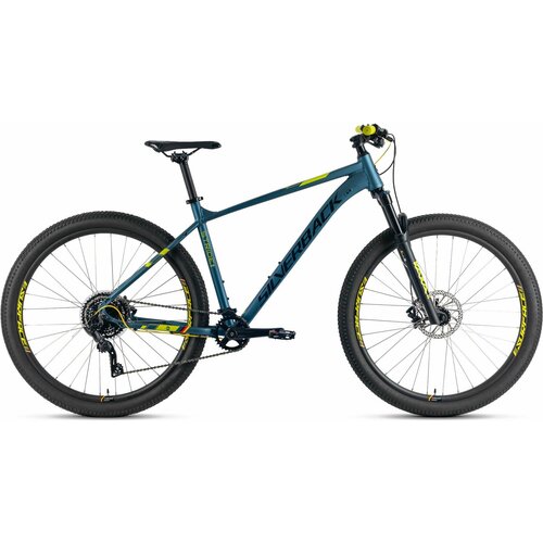 Велосипед горный SILVERBACK STRIDE 29 SPORT (2023), хардтейл, взрослый, мужской, алюминиевая рама, оборудование Microshift, 9 скоростей, дисковые гидравлические тормоза, цвет Anthracite/Lime, бирюзовый цвет, размер рамы L, для роста 180-190 см