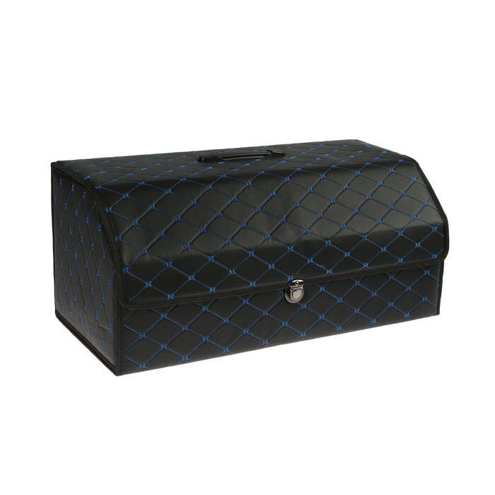 Органайзер кофр в багажник, 67 х 30 х 31 см, экокожа, черный-синий