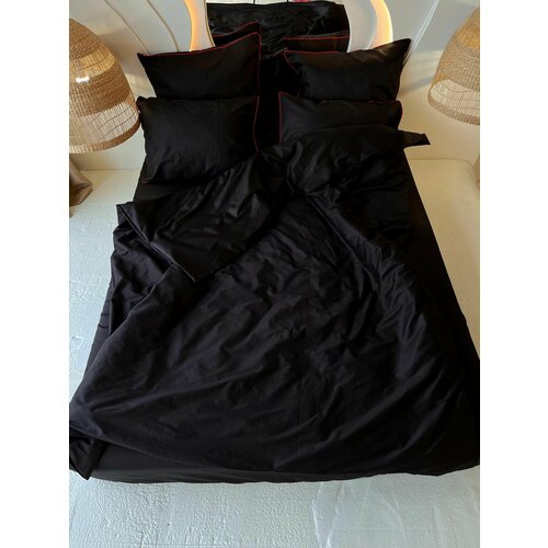 Постельное белье семейное Sleeping Place сатин, простынь на резинке 180x200x20см пододеяльники 2шт. 145x215см наволочки 50x70 (2 шт.), наволочки 70x70 (2 шт.), хлопок 100%