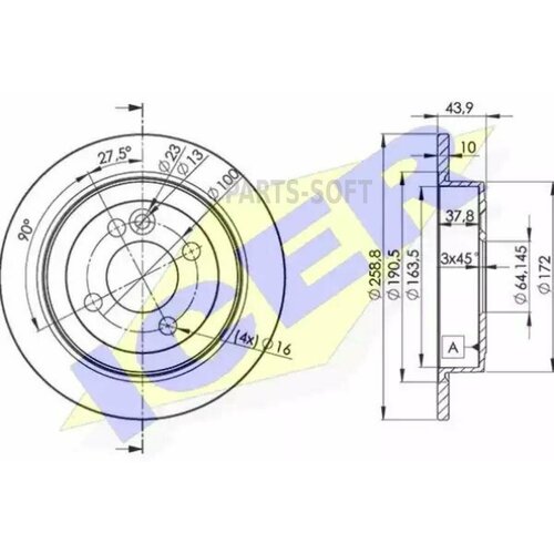 ICER 78BD8571-2 Диск тормозной задний MINI MINI all 2006-> /D=259mm ICER 78BD8571-2