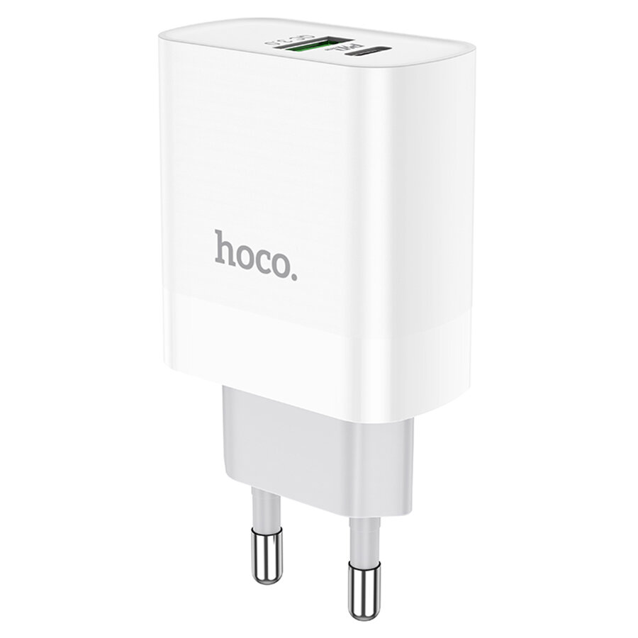 Сетевое зарядное устройство HOCO C80A Rapido 1xUSB + 1xUSB-C, 3.1A, 20W, белый