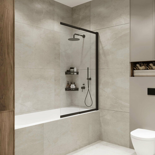 Terminus Шторка на ванну Terminus Ното 1CS150х90B 150х90 прозрачное стекло/черный