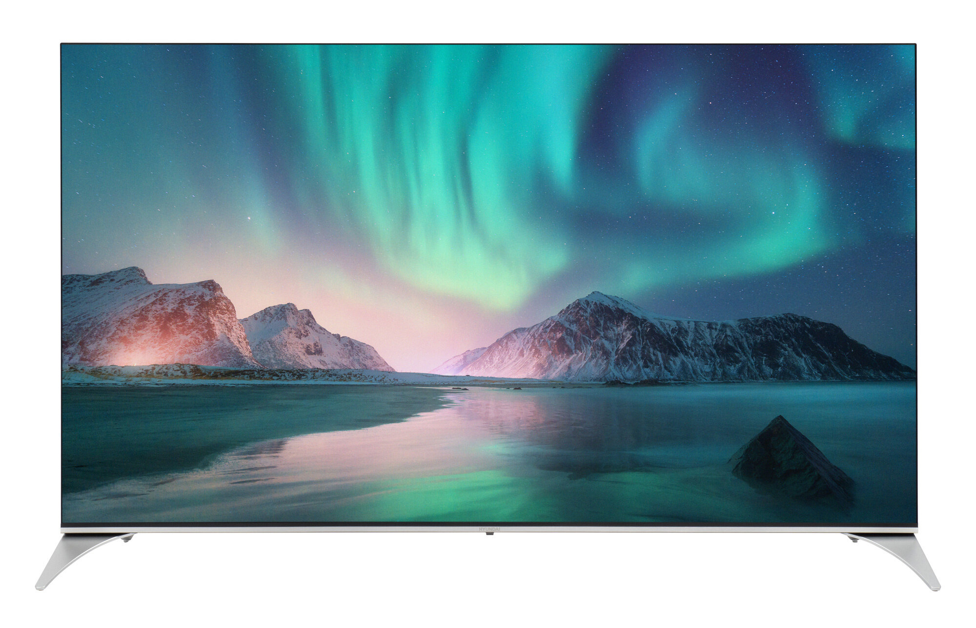 HYUNDAI Телевизор QLED Hyundai 65" H-LED65QBU7500 Android TV Frameless черный 4K Ultra HD 60Hz DVB-T DVB-T2 DVB-C DVB-S DVB-S2 USB WiFi Smart TV H-LED65QBU7500