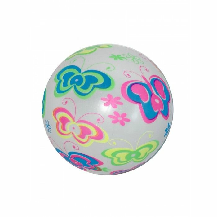 Мяч детский флуоресцентный Moby Kids Бабочки, ПВХ, 22 см, 60 г, в ассорт. 649202