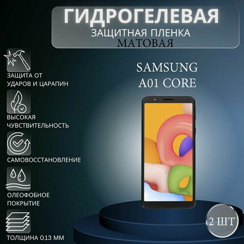 Комплект 2 шт. Матовая гидрогелевая защитная пленка на экран телефона Samsung Galaxy A01 Core / Гидрогелевая пленка для Самсунг Galaxy A01 Core