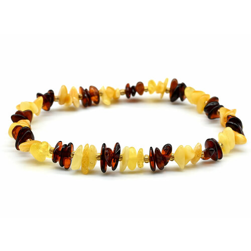 фото Браслет-цепочка радуга камня, янтарь, бисер, размер 17 см
