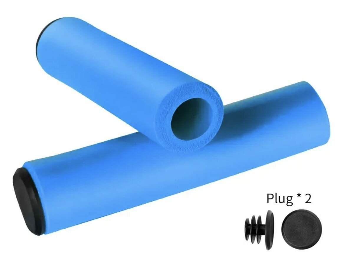 фото Ручки на руль велосипеда, грипсы 125 мм, силиконовые, 2 шт голубые