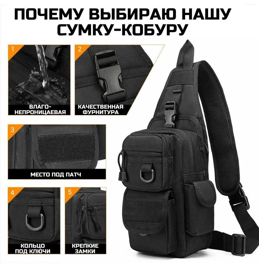 Тактическая сумка - кобура для скрытого ношения пистолета документов — фото 1