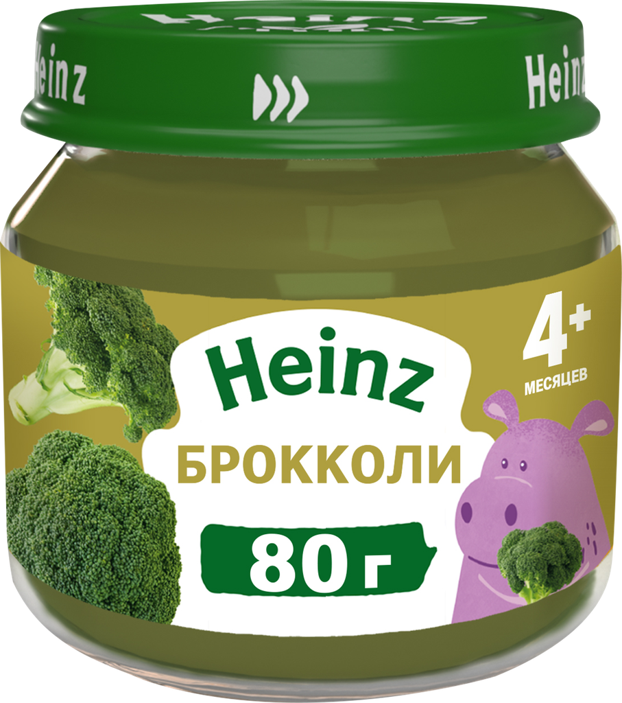 Пюре овощное HEINZ Natural Брокколи, с 4 месяцев, 80г