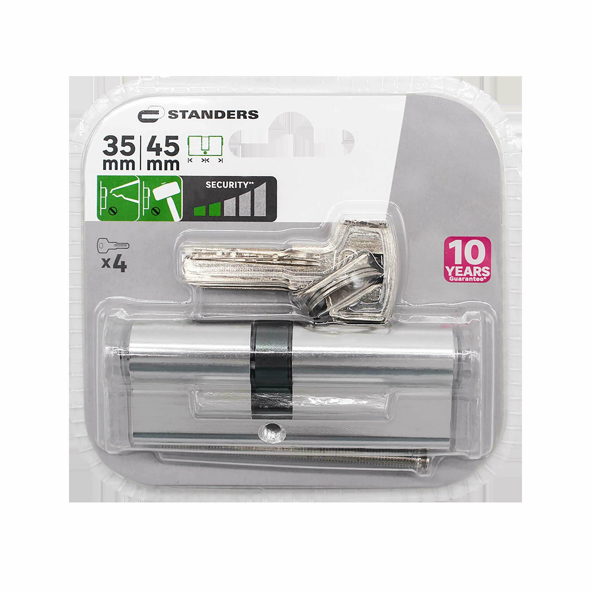 Цилиндр Standers TTAL1-3545CR 35x45 мм ключ/ключ цвет хром