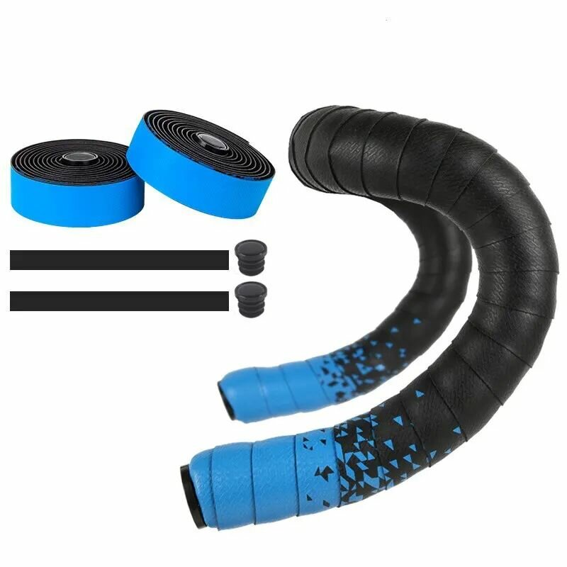 фото Обмотка руля шоссейного велосипеда Energy soft PU EVA 2150 мм, черная/синяя