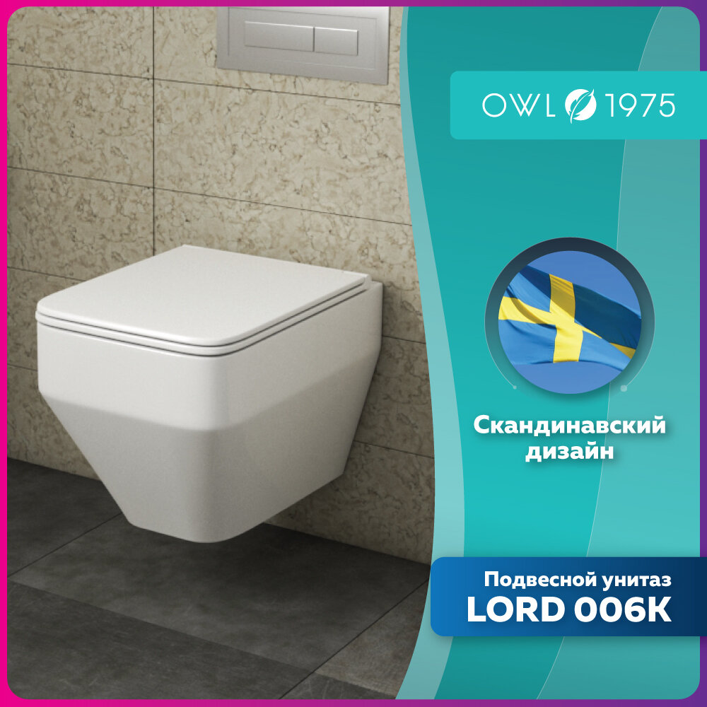 фото Унитаз подвесной безободковый OWL 1975 Lord с сиденьем микролифт