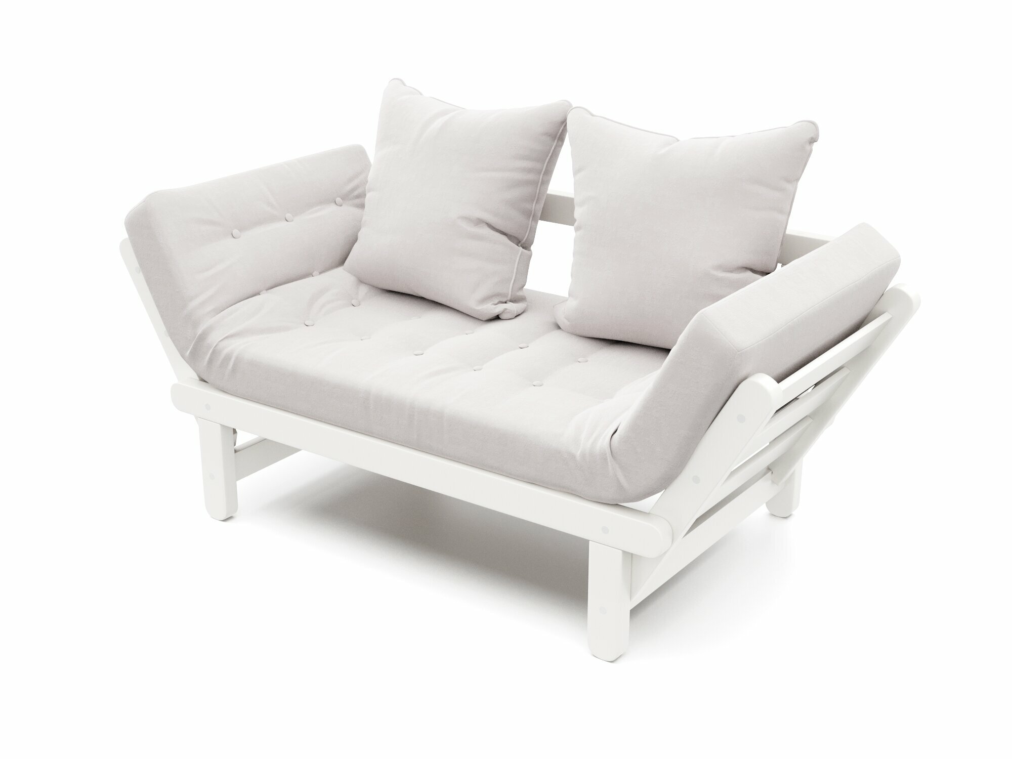 Садовый диван сламбер-с Белый-белая эмаль, велюр, деревянный, на кухню, в салон красоты, офисный, скандинавский лофт, клик кляк
