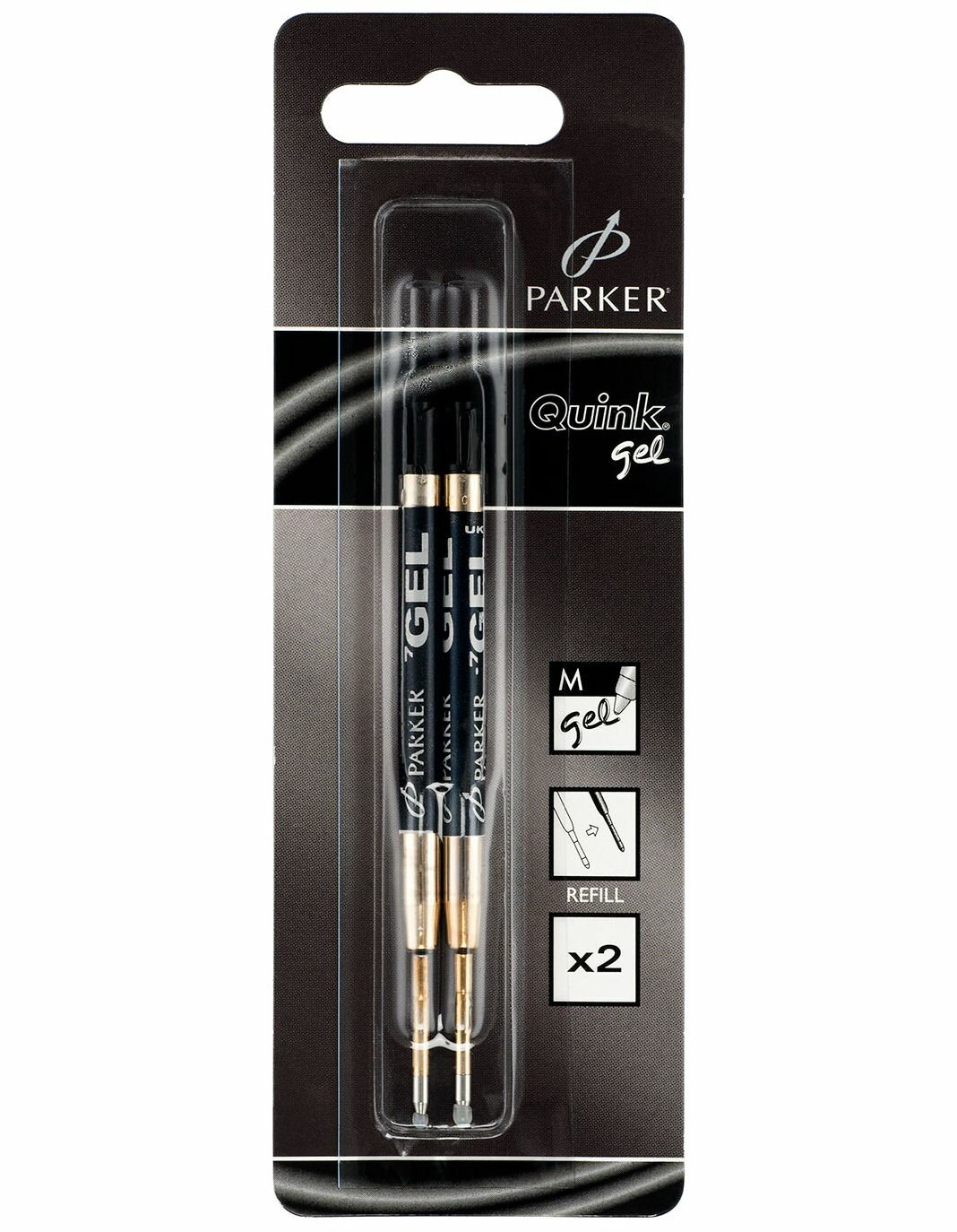 фото Стержень гелевый " Parker " Quink GEL Z10 M, черный, 0,7 мм для шариковых ручек, 2 шт, блистер