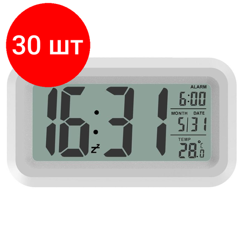 Комплект 30 штук, Часы-будильник Ritmix CAT-100 White