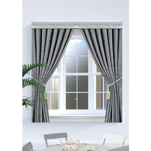 Комплект штор для кухни мрамор графит 130х180