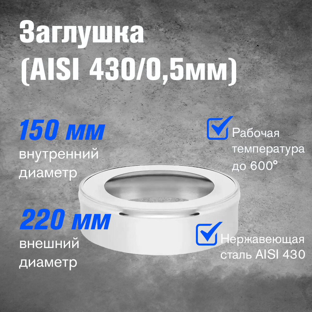 Заглушка из нержавеющей стали (AISI 430/0,5мм) (150х220)