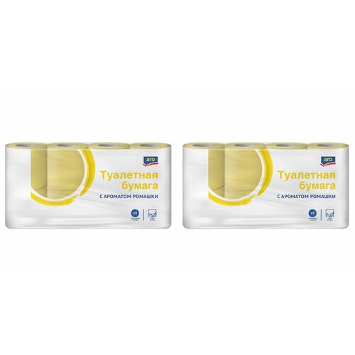 Aro Туалетная бумага с ароматом ромашки 2-слойная 8 рулонов 2 уп 756₽