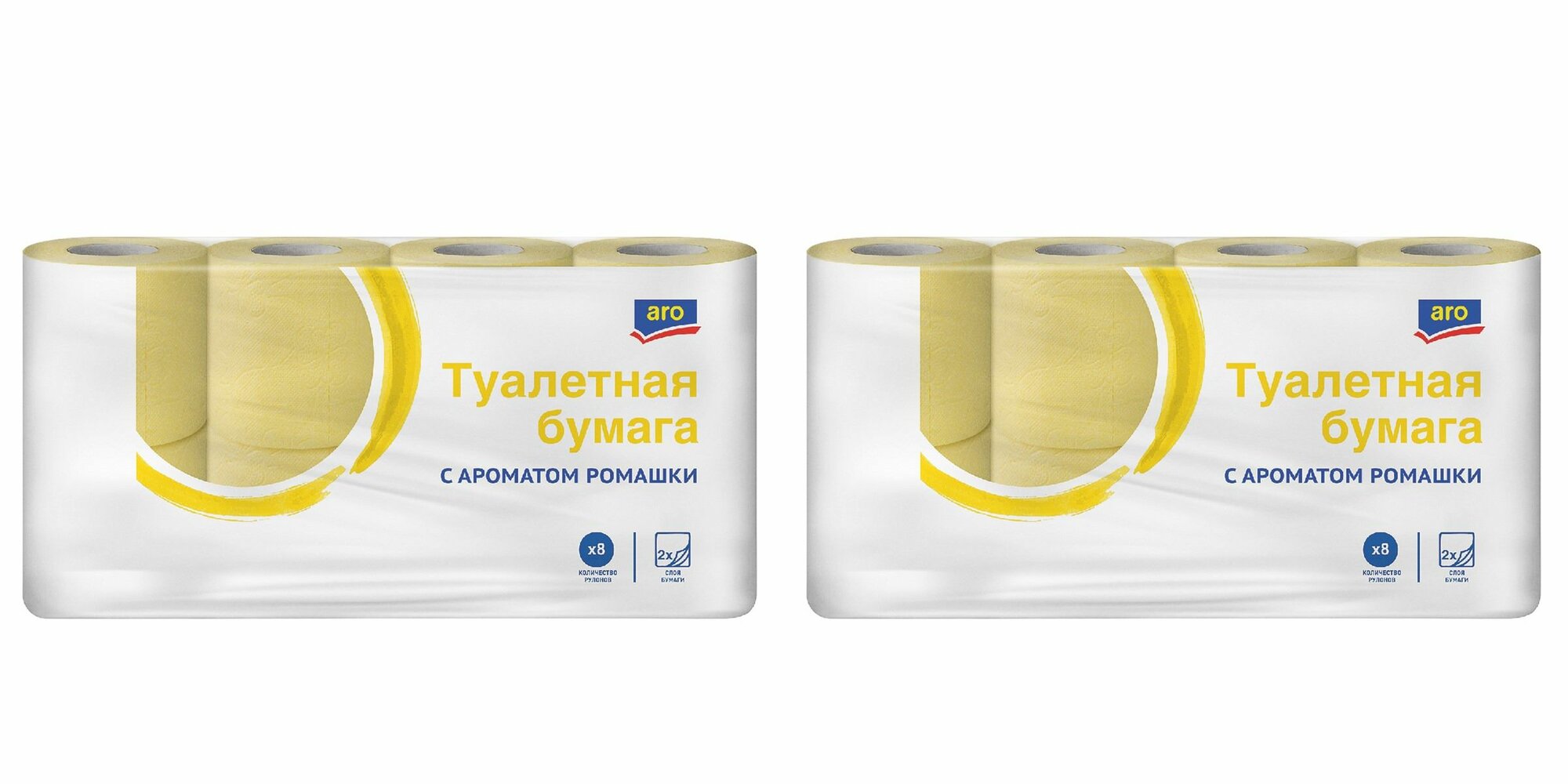фото Aro Туалетная бумага с ароматом ромашки 2-слойная, 8 рулонов, 2 уп