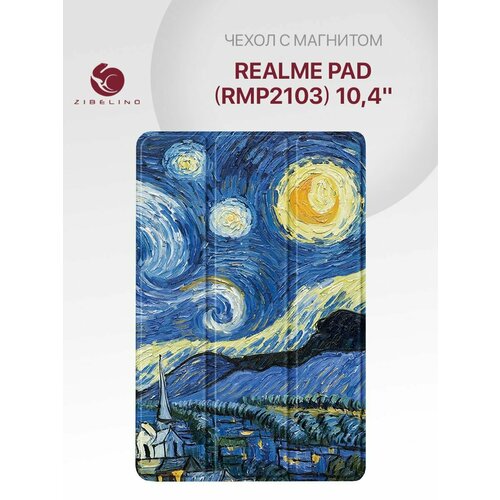 Чехол для Realme Pad (10.4') (RMP2103) с магнитом, с рисунком ночь / Реалми Пад защитное полноэкранное стекло на планшет realme pad x wifi противоударное прозрачное стекло для планшета реалми пад х вайфай