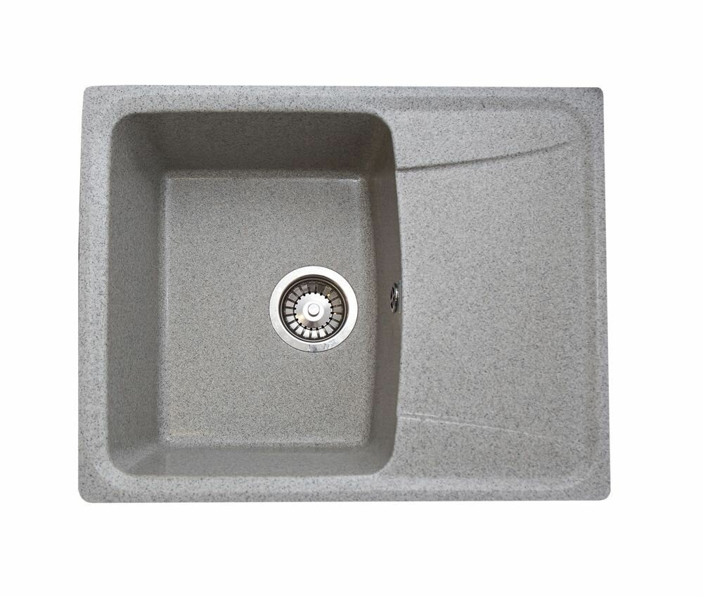 фото Кухонная мойка мраморная GranAlliance G-22 Серая матовая 575*470*195 без сифона