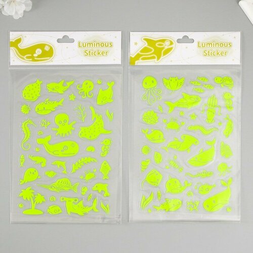 SUI Наклейка пластик фосфорная Морские жители микс 27х155 см 405₽