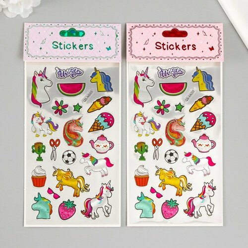 Наклейка пластик Единороги и волшебство микс 22х10 см 373₽