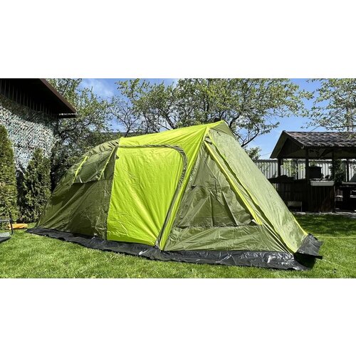 Палатка туристическая 4 местная, 90/90/220x25x155см цвет Зеленый