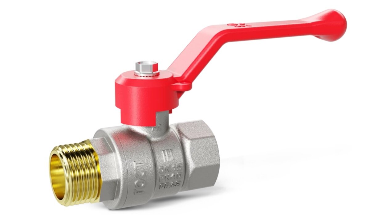 Кран шаровой латунный LD Pride 47.15. В-Н. Р Ду 15 Ру 40 рычаг (red). арт. LD 47.303.15 R
