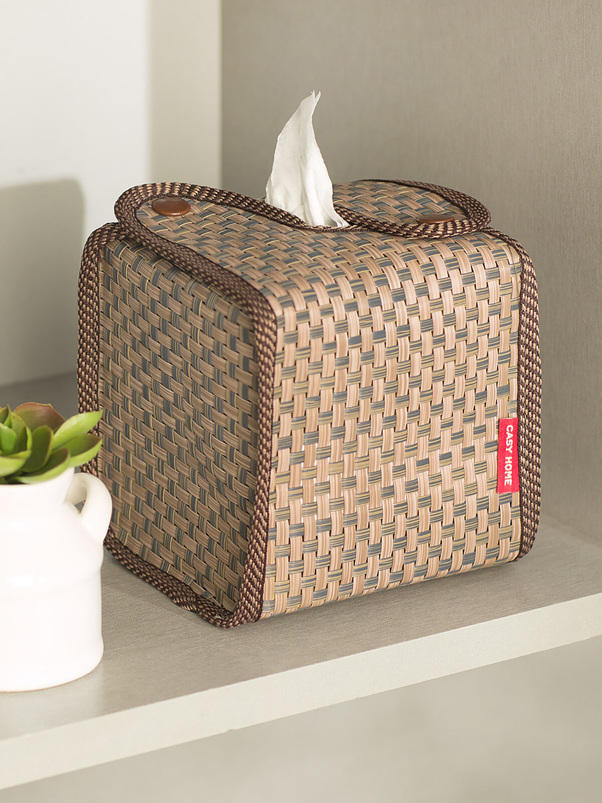 Салфетница "Casy Home", для салфеток в коробке 14 х 11 х 14 см, цвет: коричневый