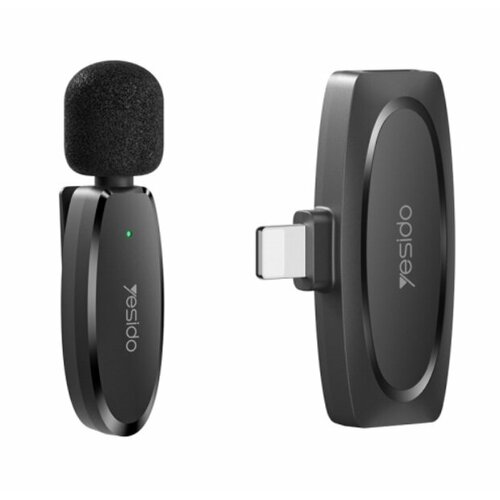 Беспроводной петличный микрофон для iPhoneiPad YESIDO KR12 с низкой задержкой и 8-контактным приемником Черный 288000₽