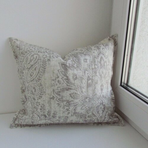 Декоративная подушка с молнией, 33х39 см, в классическом стиле, цвет-серый.