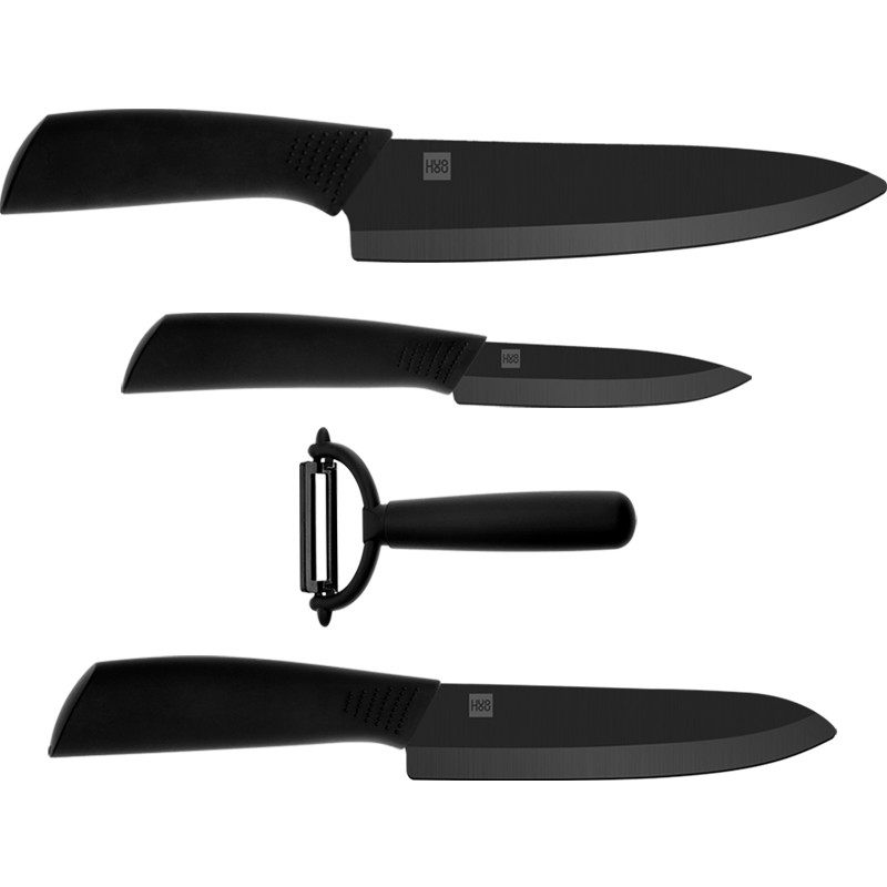 Набор керамических кухонных ножей Huohou Nano Ceramic Knife (Black/Черный)