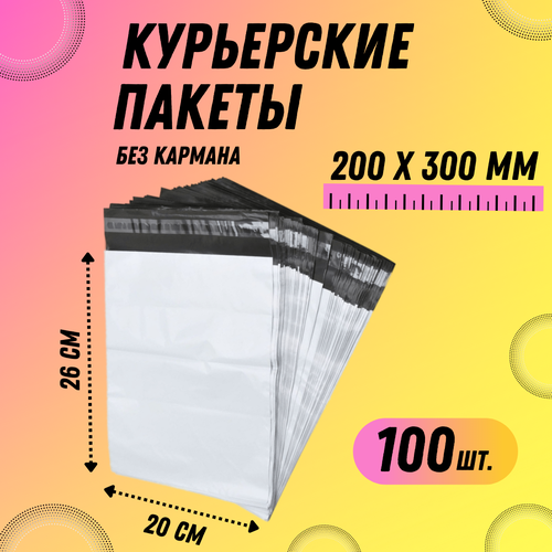 Курьерский пакет 200х260+40 мм, 200х300 мм без кармана 100 штук