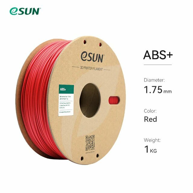 Филамент eSUN ABS+ пластик для 3D принтера 1.75мм., Красный 1 кг.