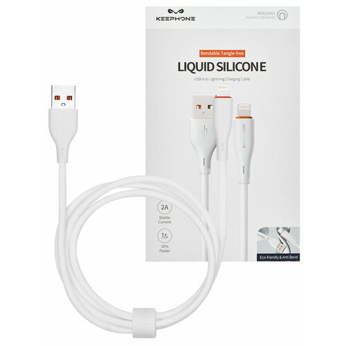 Кабель USB-A to Lightning на Клавиатура Apple Силикон 10W 1м. Белый кабель lightning to usb 2m apple