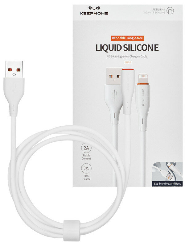 Кабель USB-A to Lightning быстрая зарядка на Пульт Siri для Apple TV 4K Силикон 10W 1м. Белый