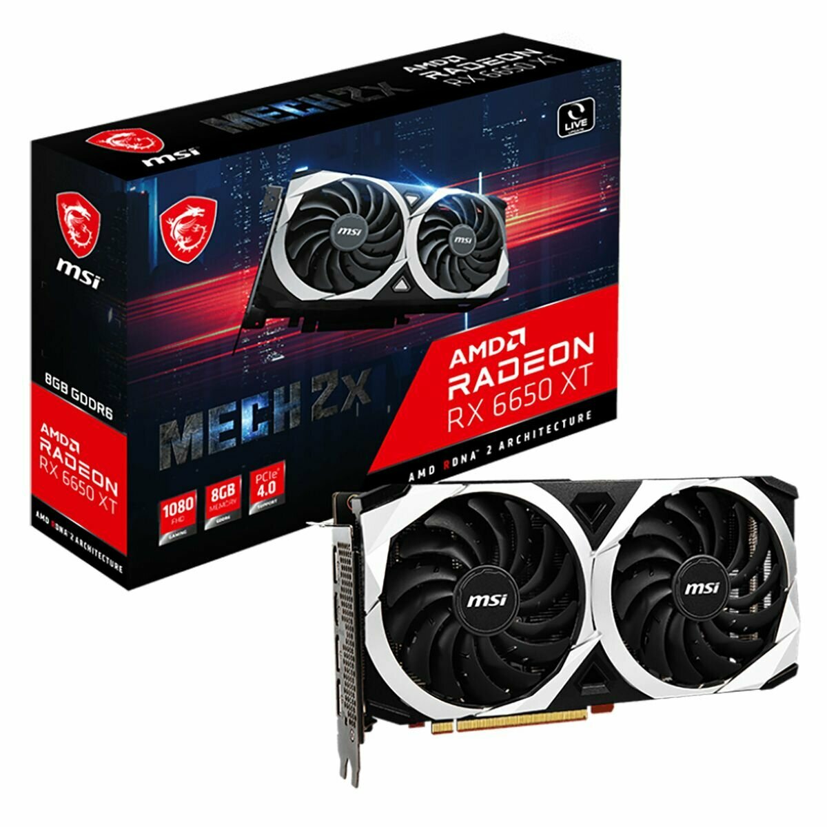 Видеокарта MSI RX6650XT MECH 2X 8GB GDDR6 128-bit HDMI 3xDP 2FAN RTL